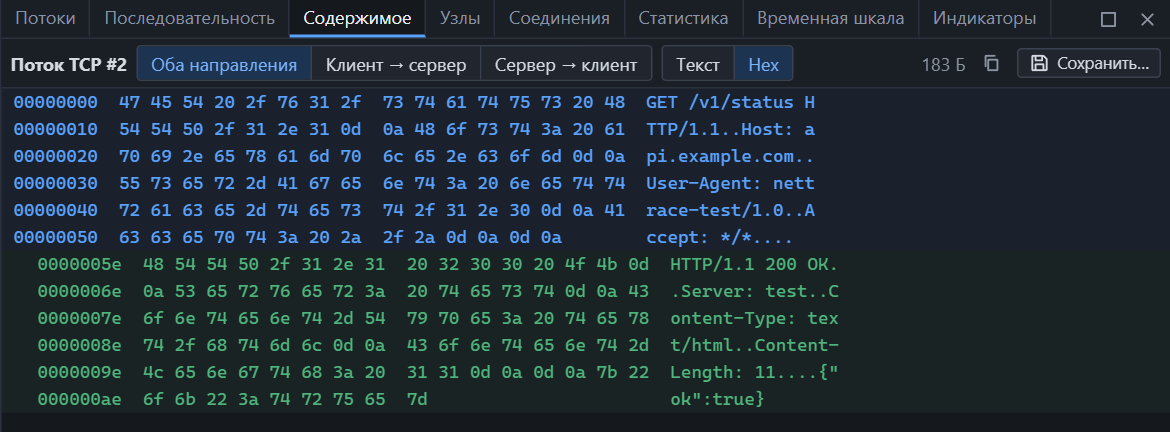 Тот же поток в hex-виде